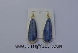 NGE5105 13*40mm flat teardrop blue kyanite earrings wholesale
