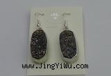 NGE5124 10*22mm - 12*25mm freeform plated druzy quartz earrings