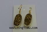 NGE5132 10*22mm - 12*25mm freeform plated druzy quartz earrings