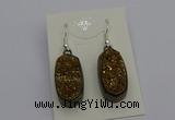 NGE5142 10*22mm - 12*25mm freeform plated druzy quartz earrings