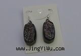 NGE5144 10*22mm - 12*25mm freeform plated druzy quartz earrings