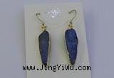NGE5158 8*25mm flat teardrop blue kyanite earrings wholesale