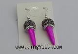 NGE5165 10*30mm faceted cone white howlite turquoise earrings