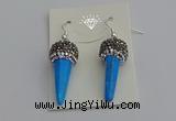 NGE5166 10*30mm faceted cone white howlite turquoise earrings