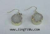 NGE68 15mm coin druzy agate gemstone earrings wholesale