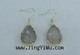 NGE73 13*18mm teardrop druzy agate gemstone earrings wholesale