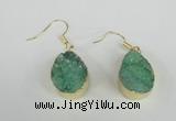 NGE88 15*20mm teardrop druzy agate gemstone earrings wholesale