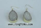 NGE90 18*25mm teardrop druzy agate gemstone earrings wholesale