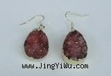 NGE91 18*25mm teardrop druzy agate gemstone earrings wholesale