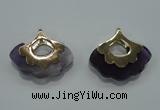 NGP1071 8*25*28mm amethyst gemstone pendants with brass setting