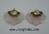 NGP1076 8*40*50mm rose quartz pendants with brass setting