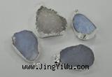NGP1135 25*35mm - 40*45mm freeform druzy agate pendants with brass setting