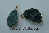 NGP1143 25*35mm - 40*45mm freeform druzy agate pendants with brass setting