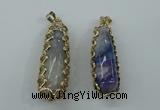 NGP1160 18*60mm - 20*65mm freeform agate pendants with brass setting