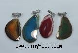 NGP1230 35*65mm - 45*70mm freeform agate pendants with brass setting