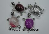 NGP1295 43*60mm tortoise agate pendants with crystal pave alloy settings