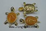 NGP1304 43*60mm tortoise agate pendants with crystal pave alloy settings