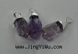 NGP1353 15*30mm - 18*40mm faceted nuggets amethyst pendants