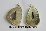 NGP1386 35*40mm - 40*50mm freeform plated druzy agate pendants