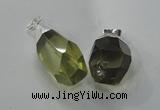NGP1392 15*20mm - 15*30mm faceted nuggets lemon quartz pendants