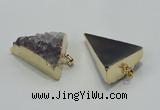 NGP1401 30*35mm - 35*40mm triangle druzy amethyst pendants wholesale