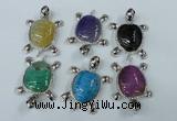 NGP1436 43*60mm tortoise agate pendants with crystal pave alloy settings