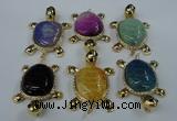 NGP1437 43*60mm tortoise agate pendants with crystal pave alloy settings