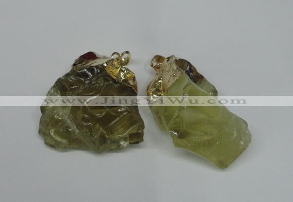 NGP1502 20*30mm - 25*50mm nuggets lemon quartz pendants
