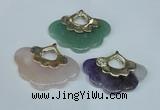 NGP1509 8*40*50mm mixed gemstone with brass setting pendants