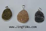 NGP1512 20*30mm - 25*35mm freeform plated druzy agate pendants