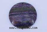 NGP152 2pcs 45mm flat round fashion long spar stone pendants