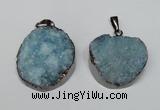 NGP1522 30*35mm - 30*40mm freeform plated druzy agate pendants