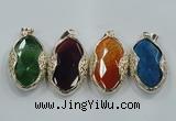 NGP1566 11*32*58mm marquise agate with brass setting pendants