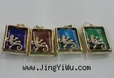 NGP1568 9*33*45mm rectangle agate with brass setting pendants