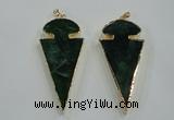 NGP1573 30*65mm arrowhead agate gemstone pendants