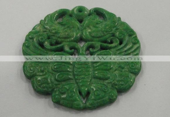 NGP1620 65*65mm Carved dyed natural hetian jade pendants wholesale