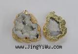 NGP1675 35*40mm - 45*50mm freeform plated druzy agate pendants