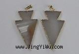NGP1713 28*50mm - 30*55mm arrowhead agate gemstone pendants