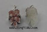 NGP1747 22*30mm - 25*35mm carved leaf druzy agate pendants