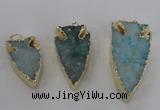 NGP1749 20*30mm - 25*50mm arrowhead druzy agate gemstone pendants