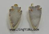 NGP1750 20*30mm - 25*50mm arrowhead druzy agate gemstone pendants