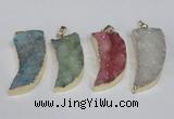 NGP1786 15*35mm - 20*45mm oxhorn druzy agate gemstone pendants