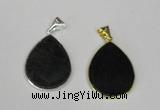 NGP1799 25*35mm flat teardrop agate gemstone pendants wholesale