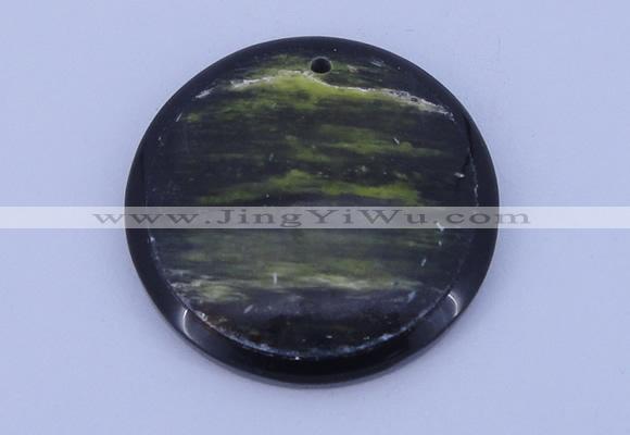 NGP182 40mm flat round fiery dragon fruit stone pendant jewelry