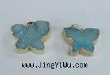 NGP1852 22*30mm - 25*35mm butterfly druzy agate gemstone pendants