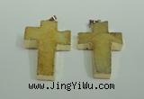 NGP1875 30*45mm - 32*50mm cross druzy agate gemstone pendants