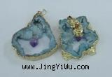 NGP1954 30*40mm - 45*55mm freeform druzy agate & amethyst pendants
