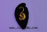 NGP2001 22*45mm carved gold plated matte black obsidian pendants
