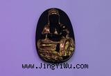 NGP2028 35*55mm carved gold plated matte black obsidian pendants