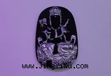 NGP2033 40*65mm carved silver plated matte black obsidian pendants